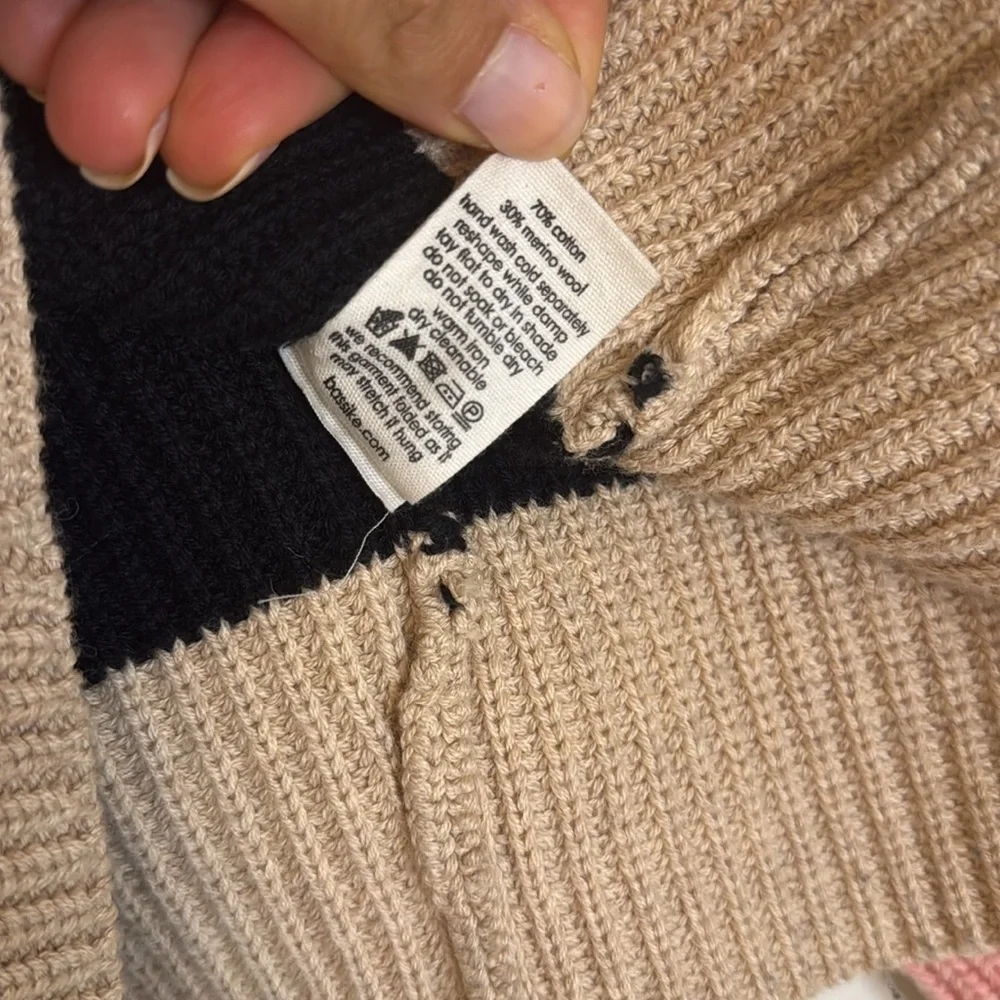 BASSIKE STRIPE CHUNKY OVERSIZED KNIT Turtleneck Wool Sweater‎ - Picture 8 of 9